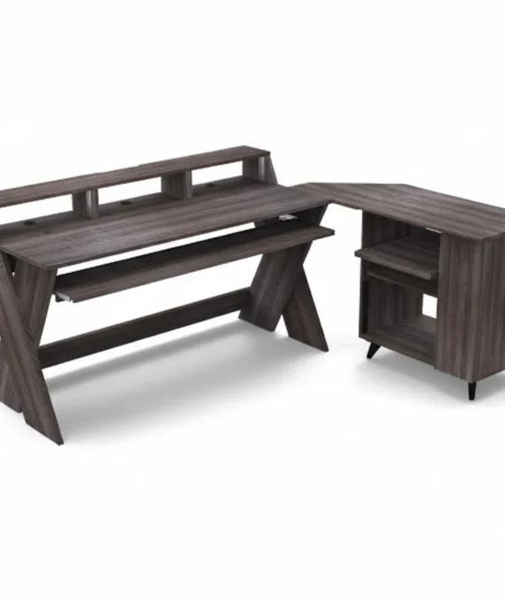 L-Shaped Studio Desk with Keyboard Tray – Modern Recording Studio Desk for Home and Professional Studios in egypt and gulf region